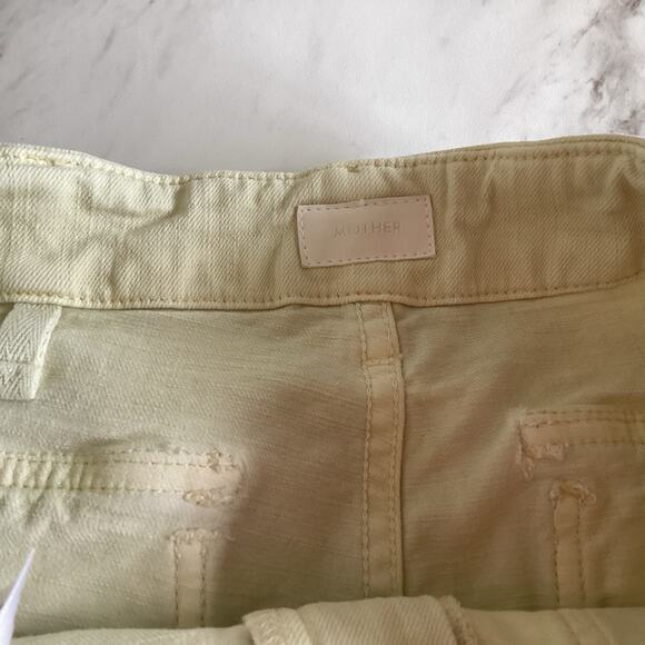 MOTHER Straight Patch Pocket Ankle Fray Jeans, Size 28, Butter Yellow Fall Denim - Picture 13 of 16